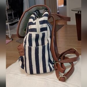 Striped Navy and Brown Women's Backpack